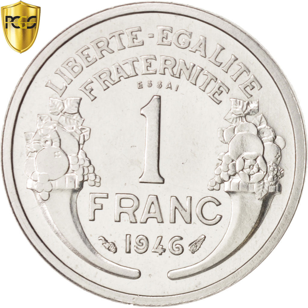 Monnaie, France, Franc, 1946, PCGS, SP64, SPL+, Aluminium, KM:PE314