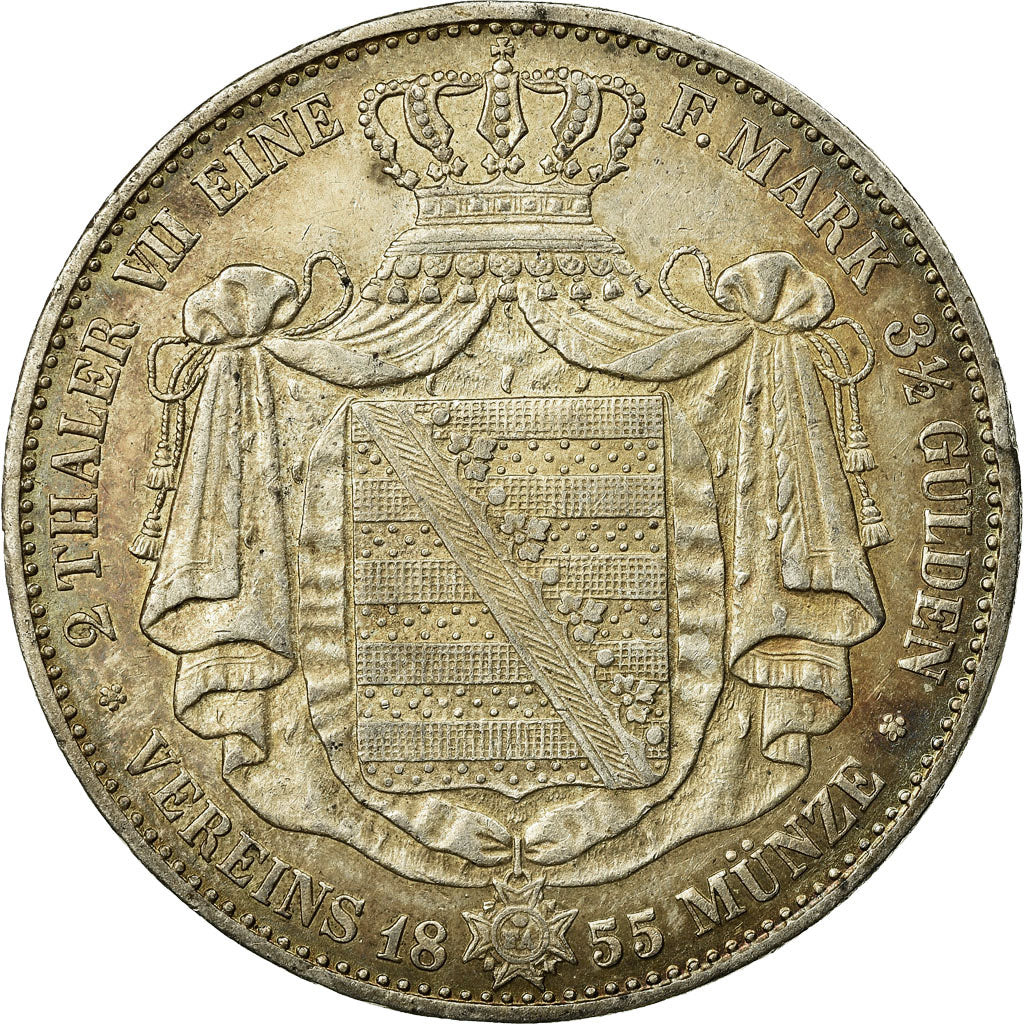 Münze, Deutsch Staaten, SAXONY-ALBERTINE, Johann, 2 Thaler, 3-1/2 Gulden, 1855