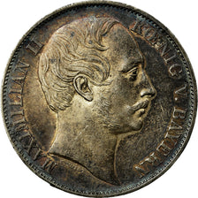Coin, German States, BAVARIA, Maximilian II, Thaler, Vereins, 1858, AU(55-58)