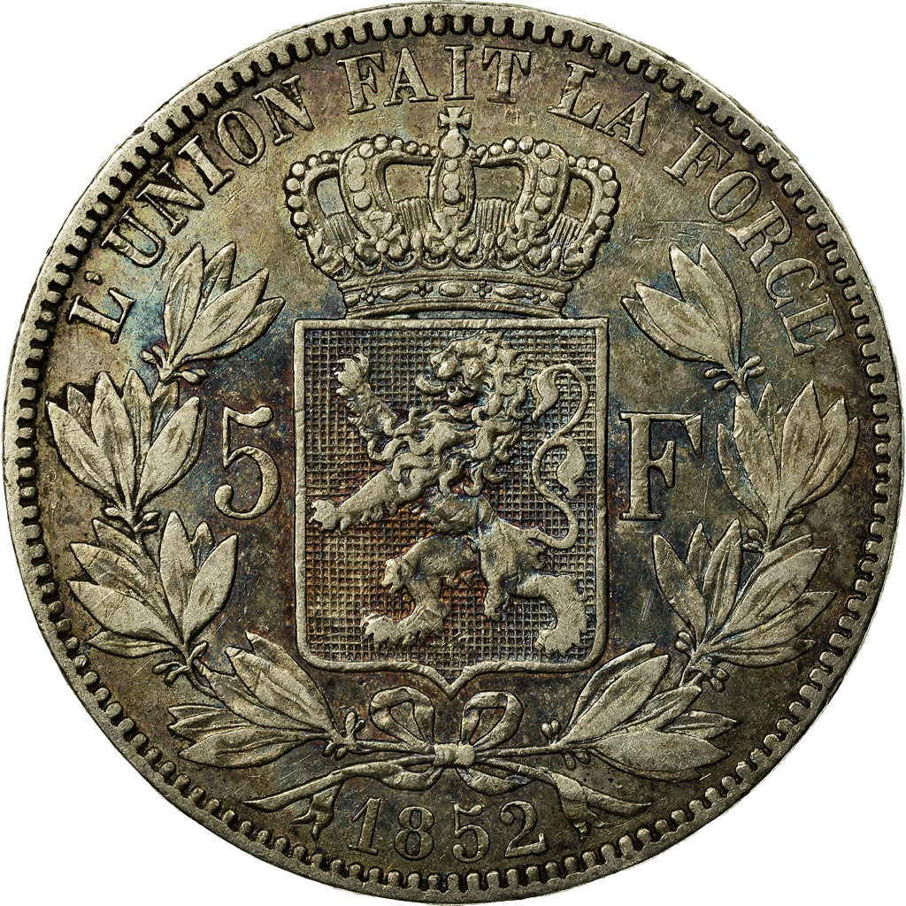 Coin, Belgium, Leopold I, 5 Francs, 5 Frank, 1852, EF(40-45), Silver, KM:17