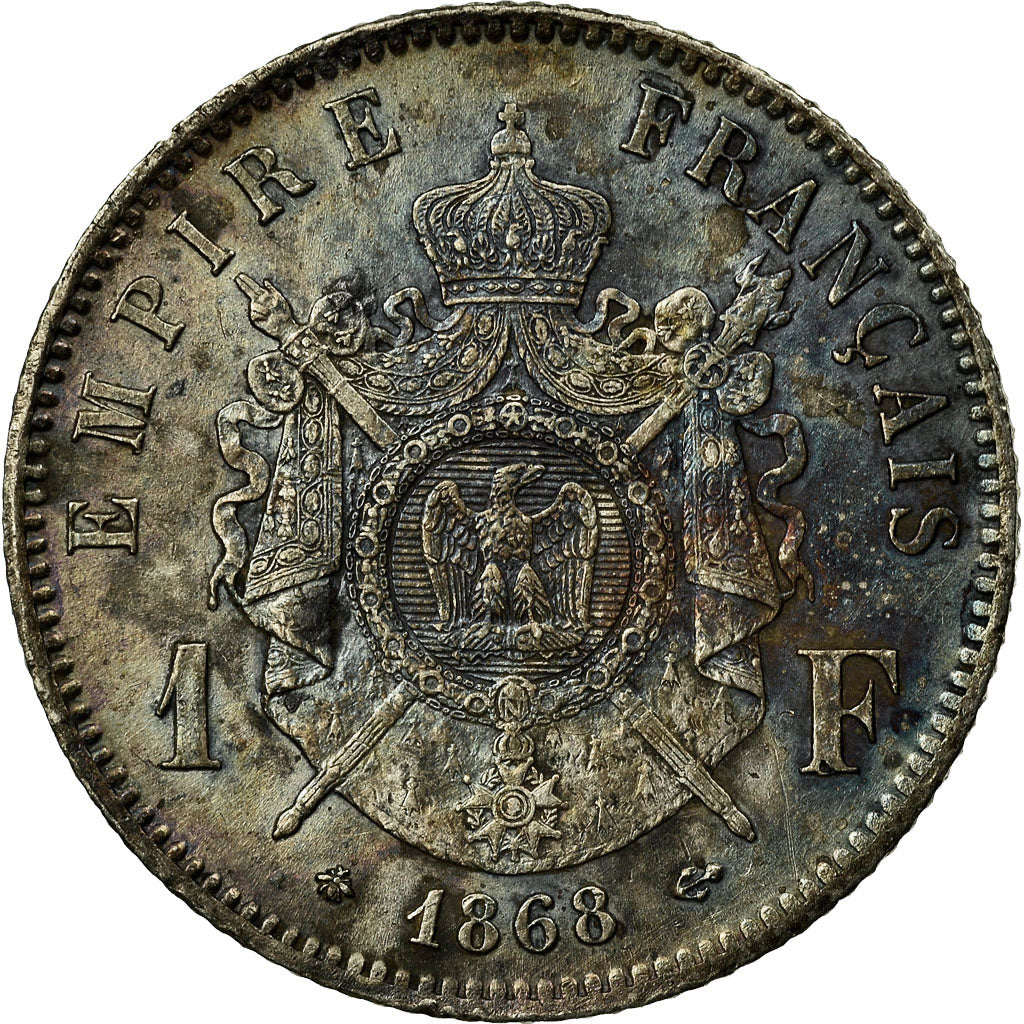 Coin, France, Napoleon III, Franc, 1868, Paris, MS(60-62), Silver