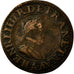 Moneta, Francia, Henri IV, Double Tournois, 1607, Paris, MB+, Rame, KM:16.1