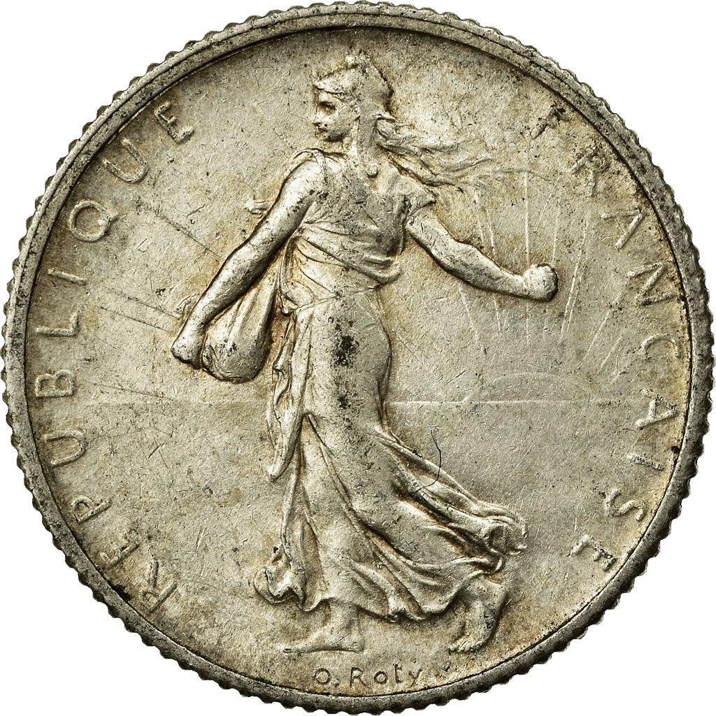 Munten, Frankrijk, Semeuse, Franc, 1907, Paris, ZF+, Zilver, KM:844.1