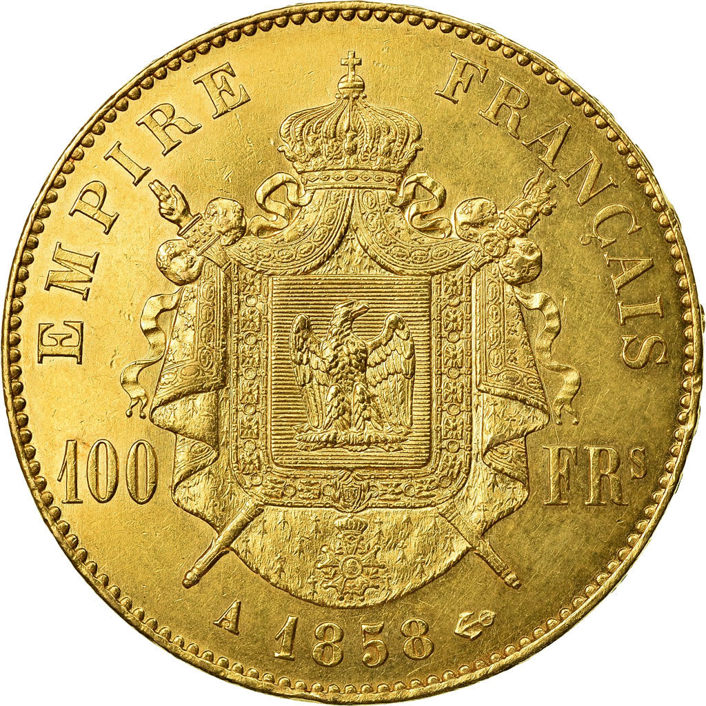 Moneda, Francia, Napoleon III, Napoléon III, 100 Francs, 1858, Paris, EBC, Oro