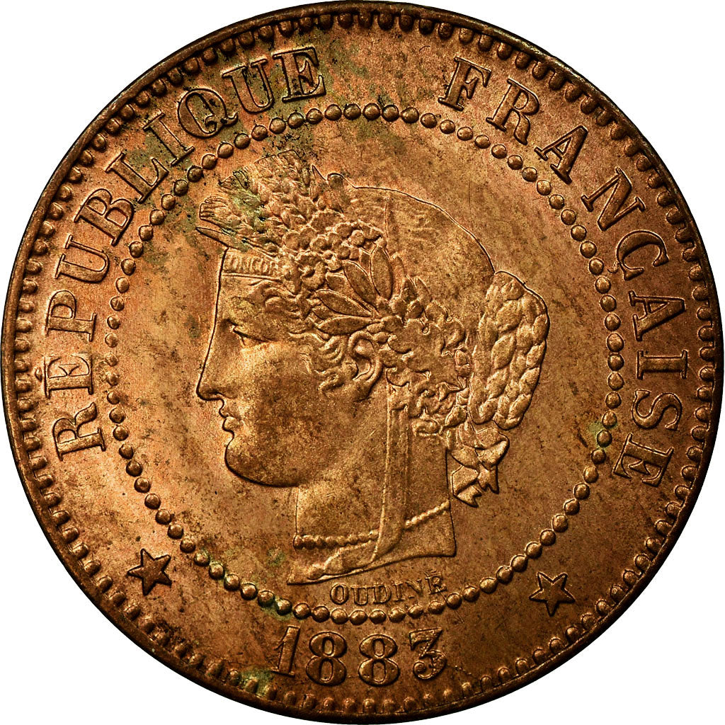 Moneta, Francja, Cérès, 2 Centimes, 1883, Paris, AU(55-58), Bronze, KM:827.1