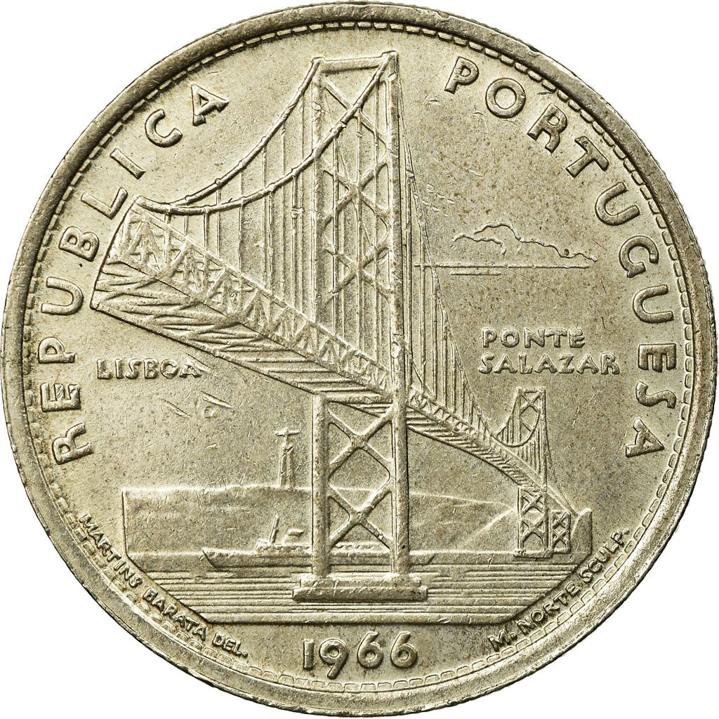 Coin, Portugal, 20 Escudos, 1966, Lisbon, AU(55-58), Silver, KM:592