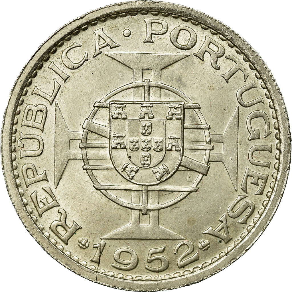 Moeda, Macau, 5 Patacas, 1952, MS(60-62), Prata, KM:5