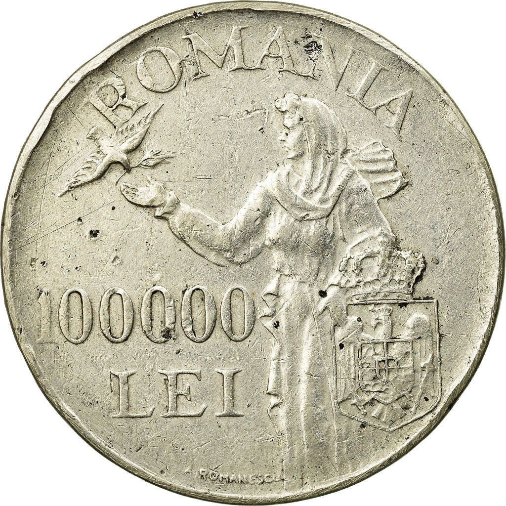 Coin, Romania, Mihai I, 100000 Lei, 1946, EF(40-45), Silver, KM:71