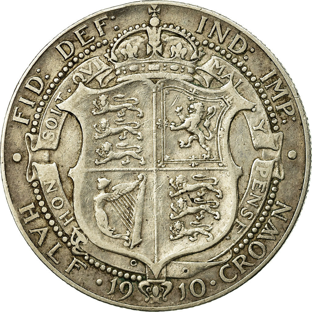 Coin, Great Britain, Edward VII, 1/2 Crown, 1910, VF(30-35), Silver, KM:802