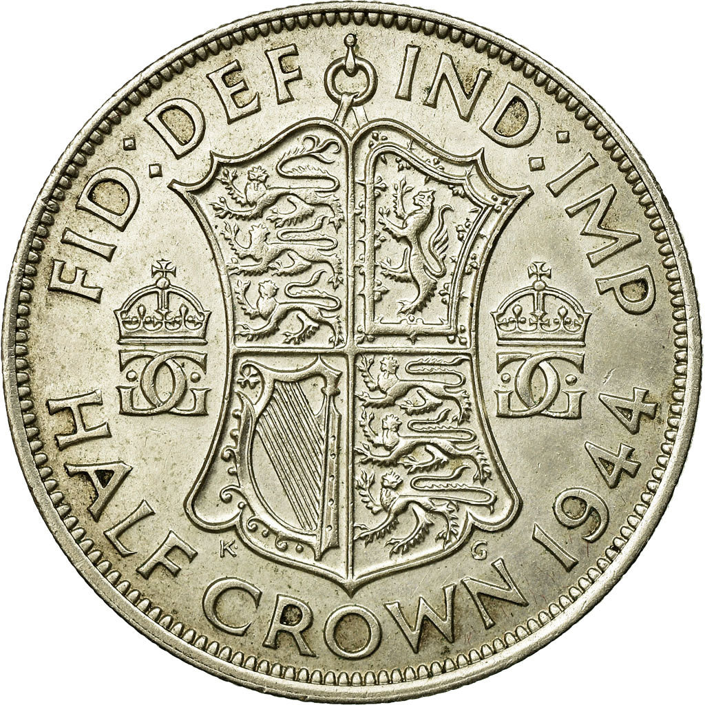 Coin, Great Britain, George VI, 1/2 Crown, 1944, AU(55-58), Silver, KM:856