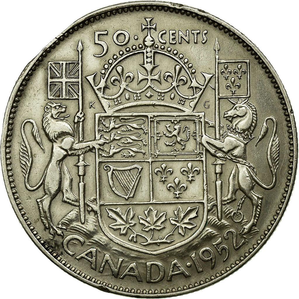 Munten, Canada, George VI, 50 Cents, 1952, Royal Canadian Mint, Ottawa, ZF+