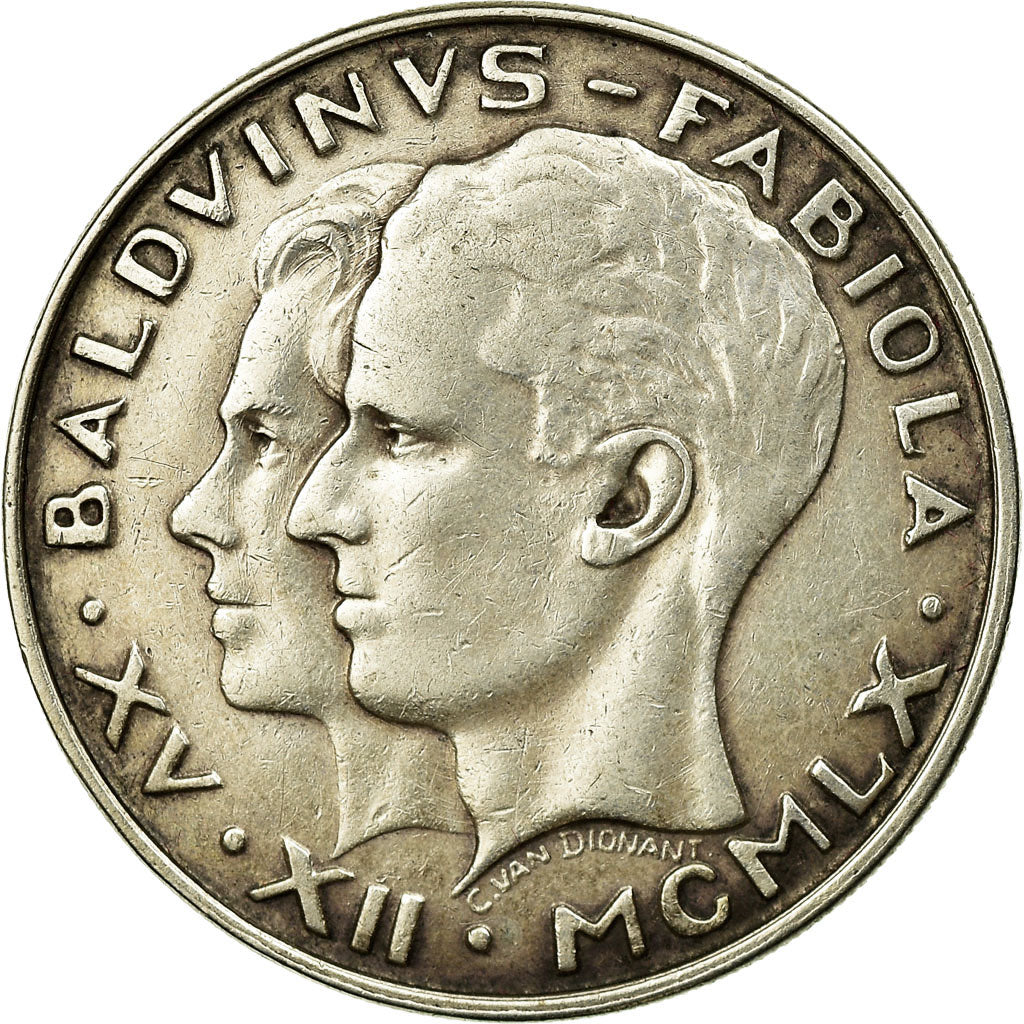 Moeda, Bélgica, Baudouin I, 50 Francs, 50 Frank, 1960, AU(50-53), Prata