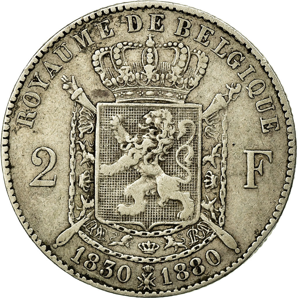 Coin, Belgium, Leopold II, 2 Francs, 2 Frank, 1880, EF(40-45), Silver, KM:39