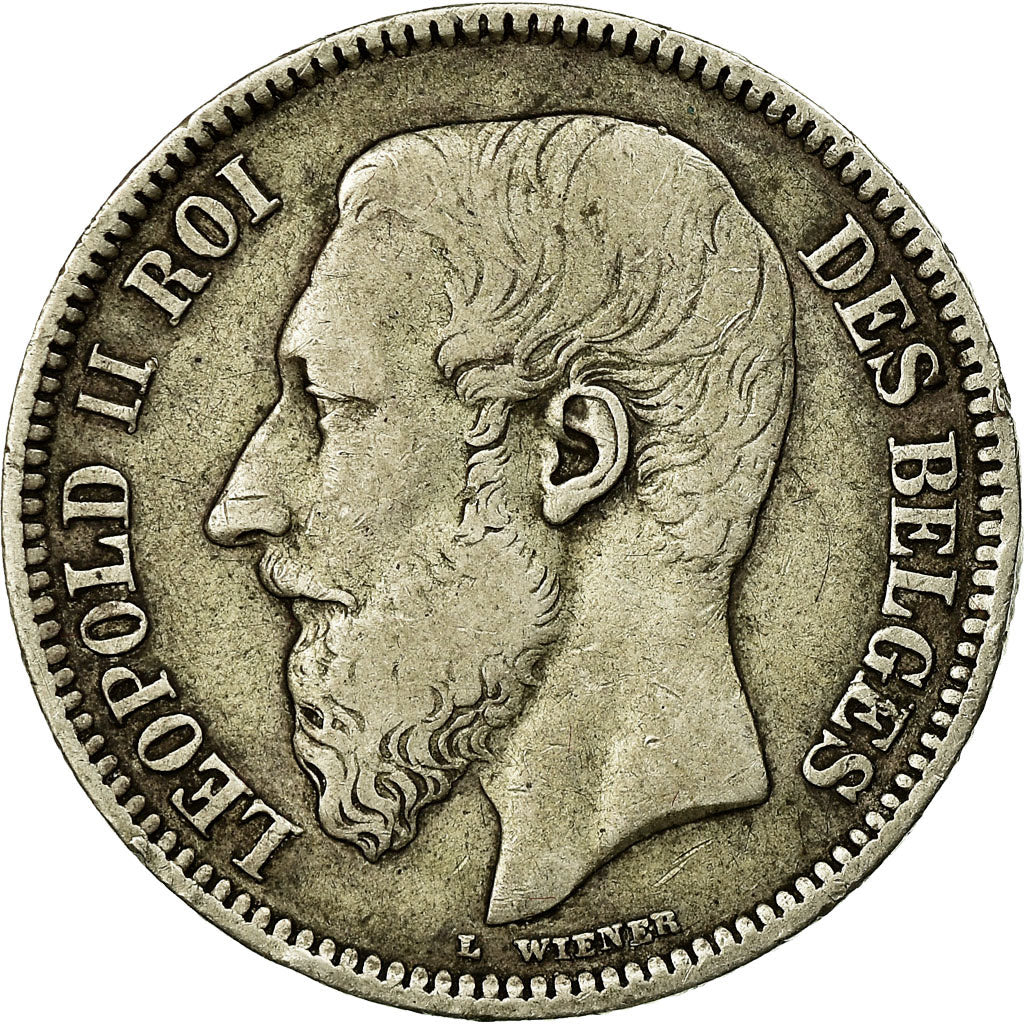 Moneta, Belgia, Leopold II, 2 Francs, 2 Frank, 1867, EF(40-45), Srebro, KM:30.1