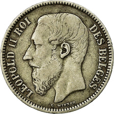 Moneta, Belgia, Leopold II, 2 Francs, 2 Frank, 1867, EF(40-45), Srebro, KM:30.1