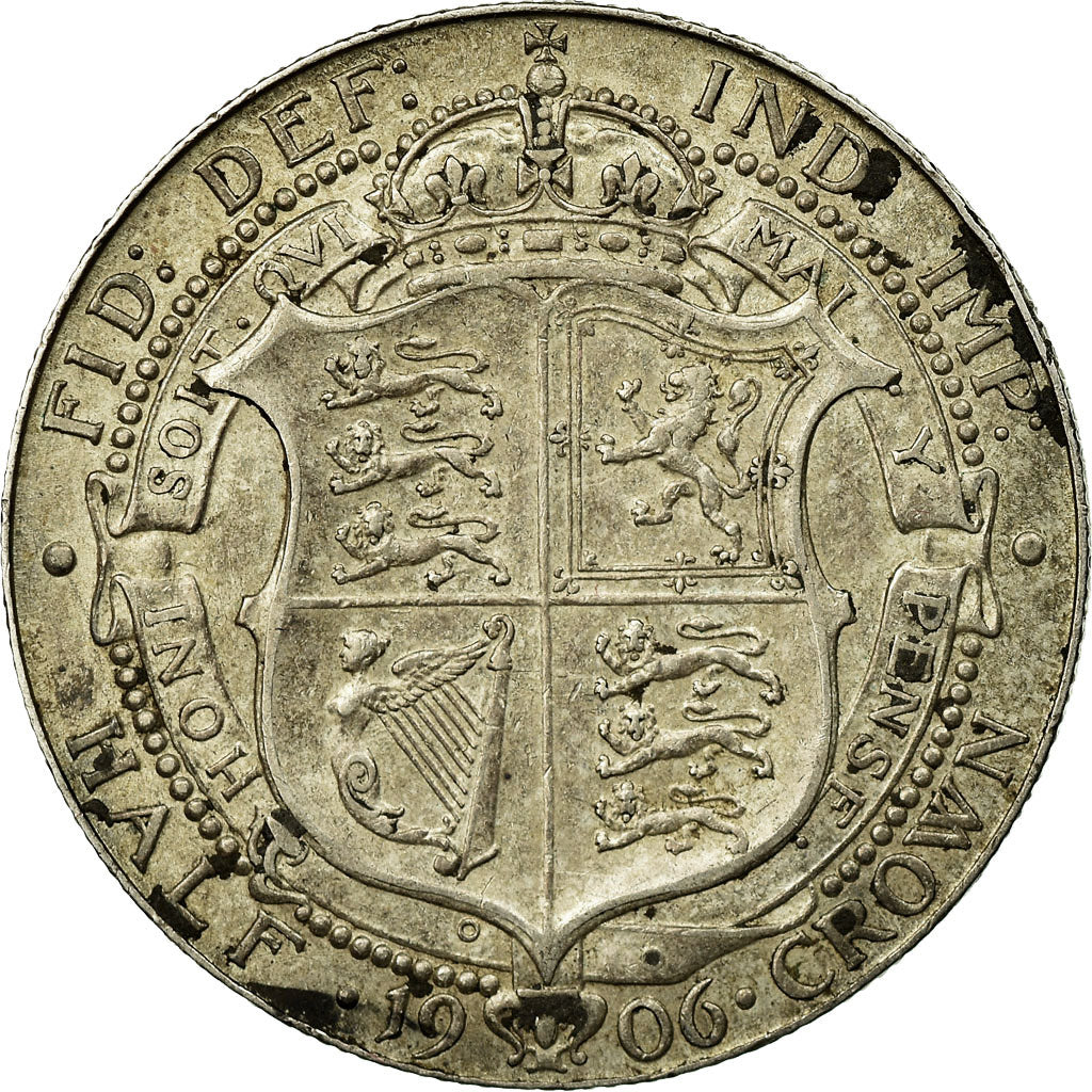 Coin, Great Britain, Edward VII, 1/2 Crown, 1906, EF(40-45), Silver, KM:802