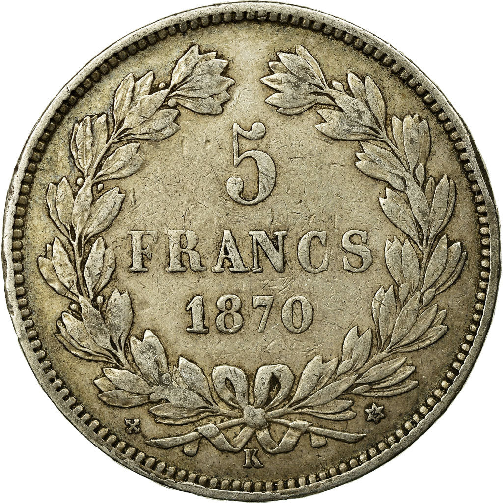 Coin, France, Cérès, 5 Francs, 1870, Bordeaux, VF(30-35), Silver, KM:818.2