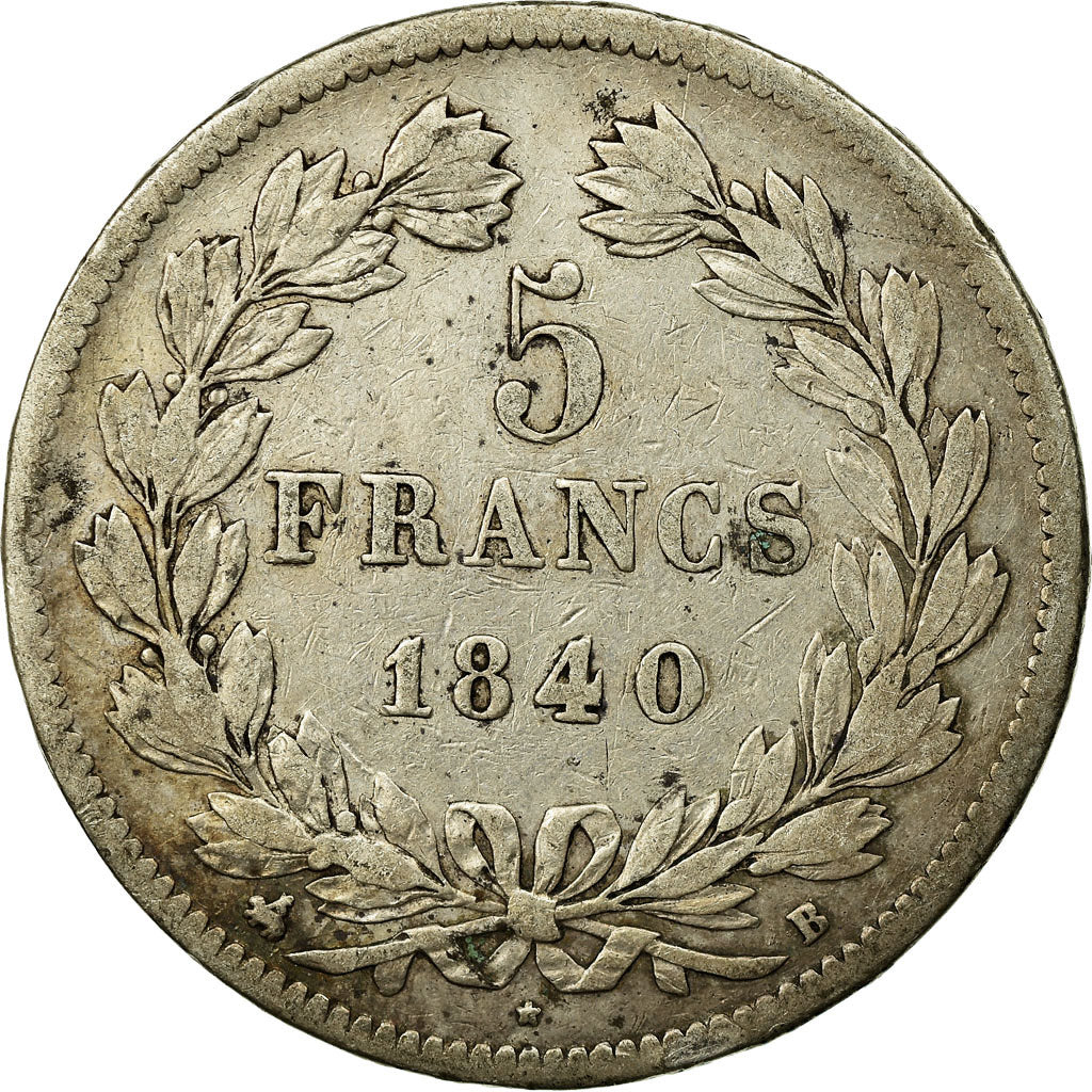 Coin, France, Louis-Philippe, 5 Francs, 1840, Rouen, VF(30-35), Silver
