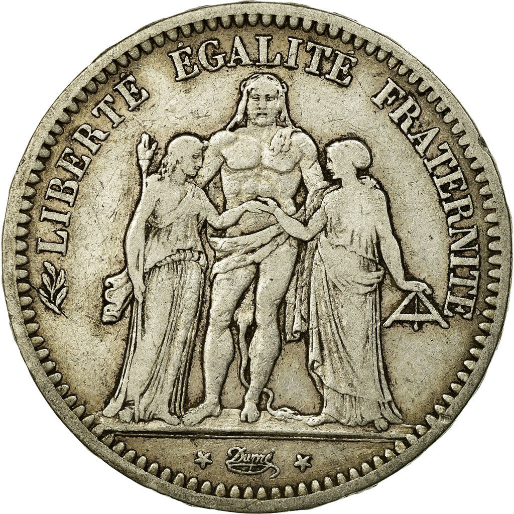 Moneta, Francia, Hercule, 5 Francs, 1848, Paris, MB+, Argento, KM:756.1