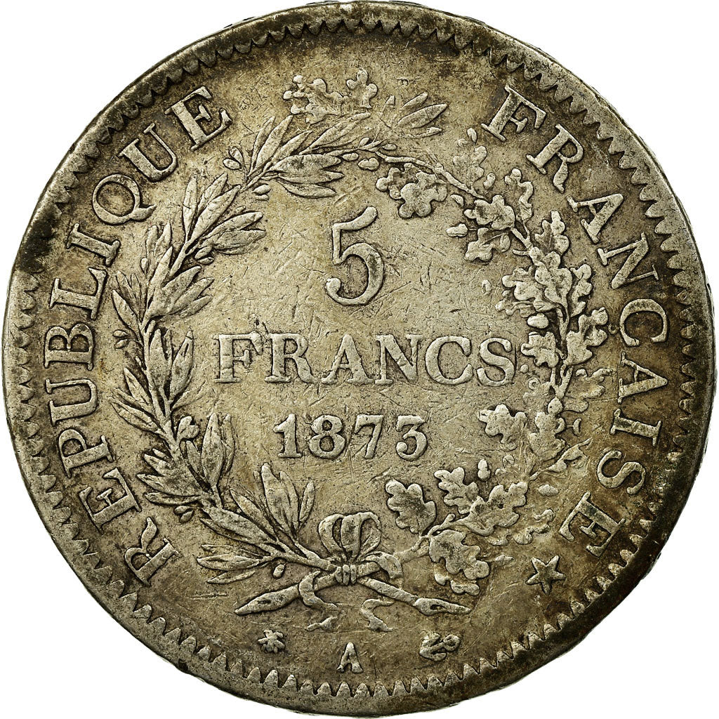 Coin, France, Hercule, 5 Francs, 1873, Paris, VF(30-35), Silver, KM:820.1