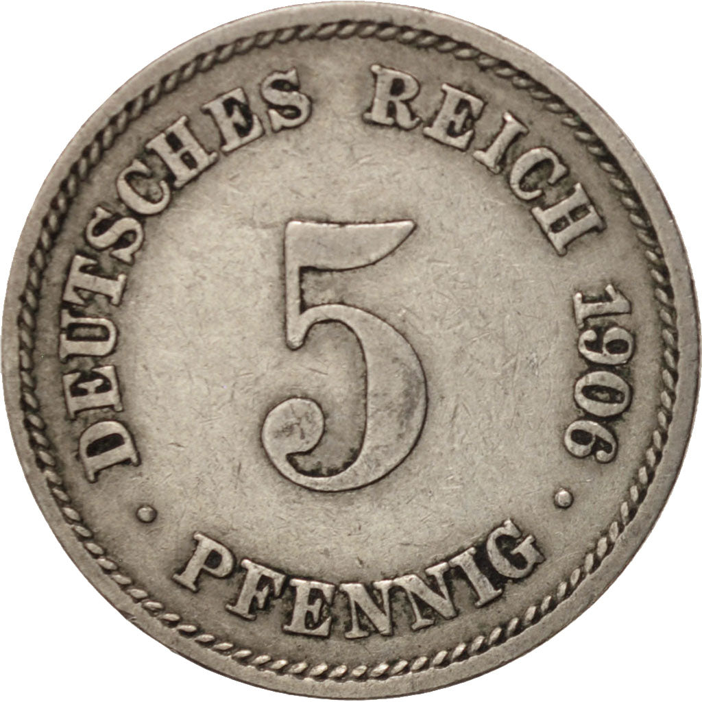 GERMANY - EMPIRE, Wilhelm II, 5 Pfennig, 1906, Muldenhütten, KM:11