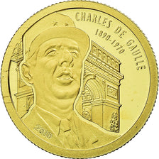 Coin, Benin, Charles de Gaulle, 1500 Francs CFA, 2010, MS(65-70), Gold