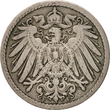 Coin, GERMANY - EMPIRE, Wilhelm II, 5 Pfennig, 1893, Stuttgart, VF(20-25)