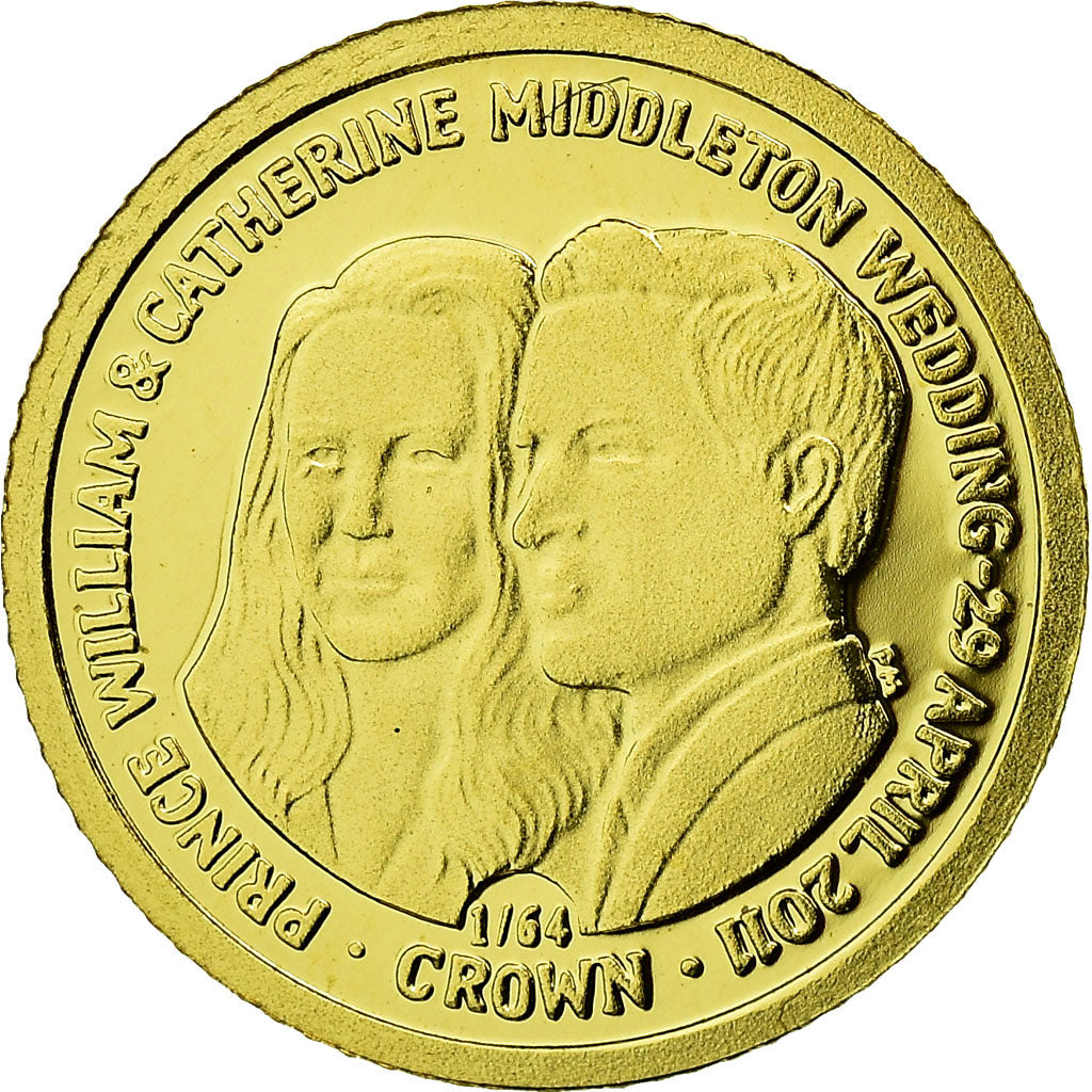 Coin, Falkland Islands, William & Kate, 1/64 Crown, 2011, MS(65-70), Gold