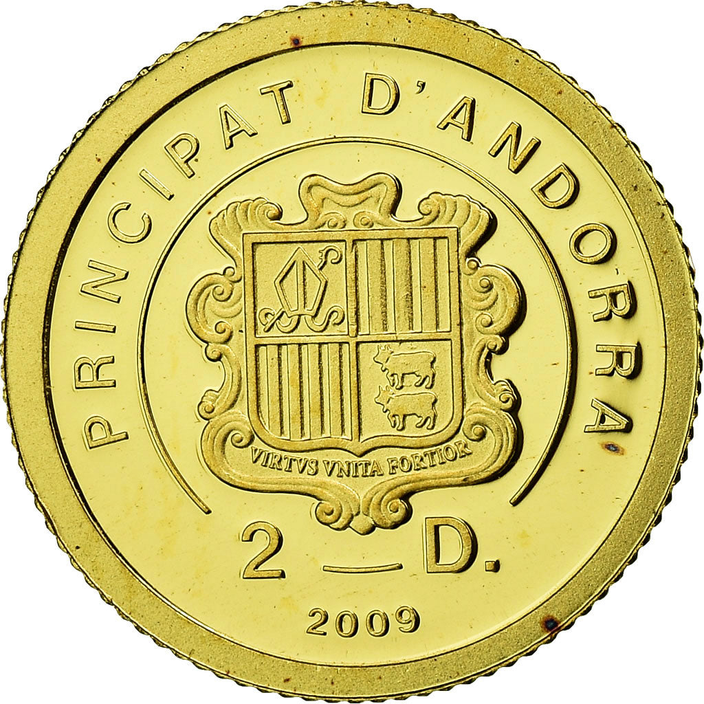Coin, Andorra, Jean-Paul II, 2 Diners, 2009, MS(65-70), Gold