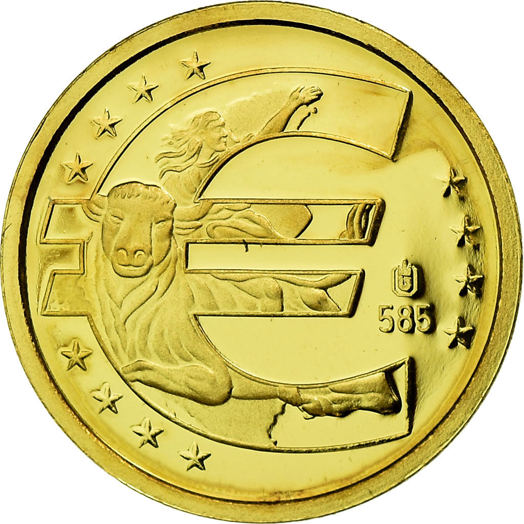 France, Medal, 10 Ans de l'Euro, Monaco, 2009, MS(65-70), Gold
