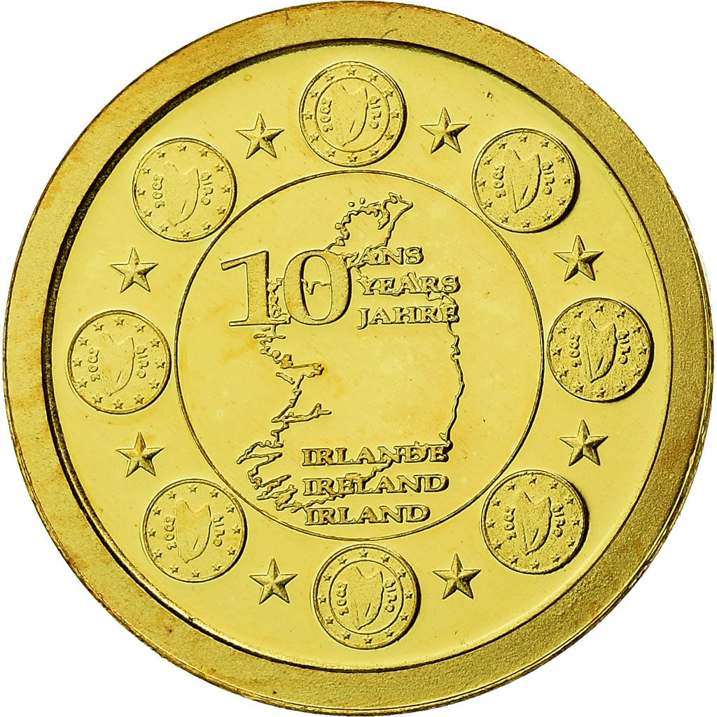 France, Medal, 10 Ans de l'Euro, Irlande, 2009, MS(65-70), Gold
