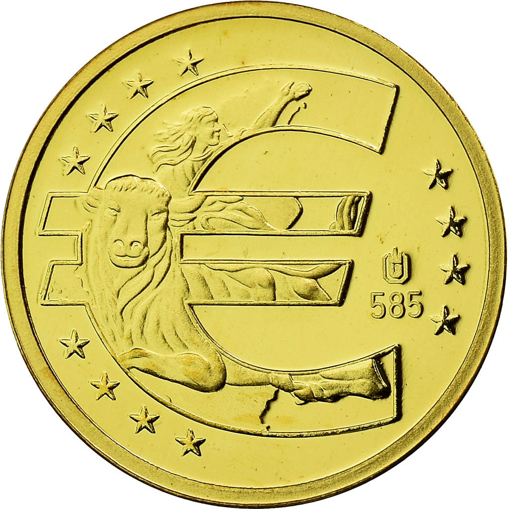 France, Medal, 10 ans de l'Euro, Vatican, 2009, MS(65-70), Gold