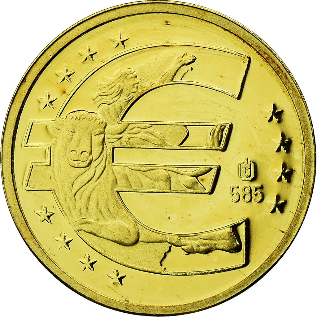 Francia, medalla, 10 Ans de l'Euro, Saint-Marin, 2009, FDC, Oro