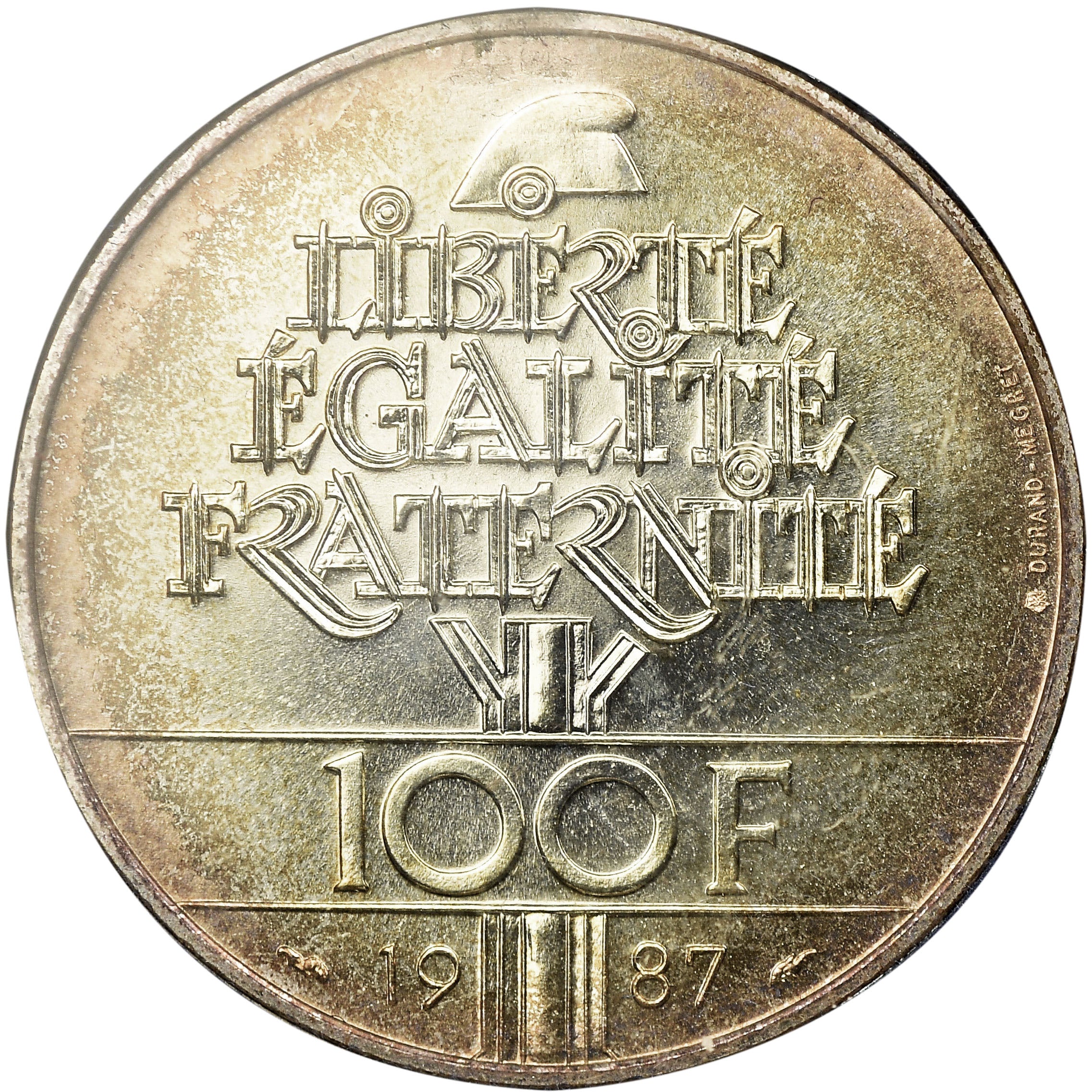 Coin, France, Lafayette, 100 Francs, 1987, Paris, MS(65-70), Silver, KM:962a