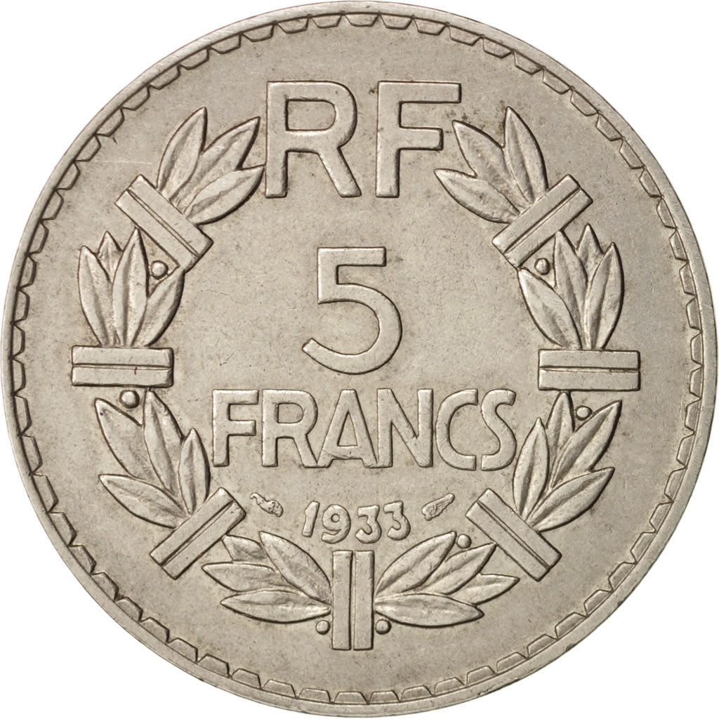 Coin, France, Lavrillier, 5 Francs, 1933, Paris, AU(50-53), Nickel, KM:888