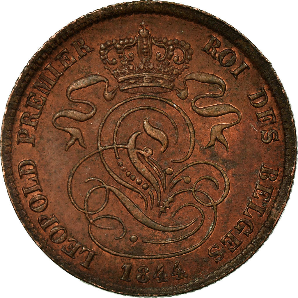 Coin, Belgium, Leopold I, 2 Centimes, 1844, AU(50-53), Copper, KM:4.2