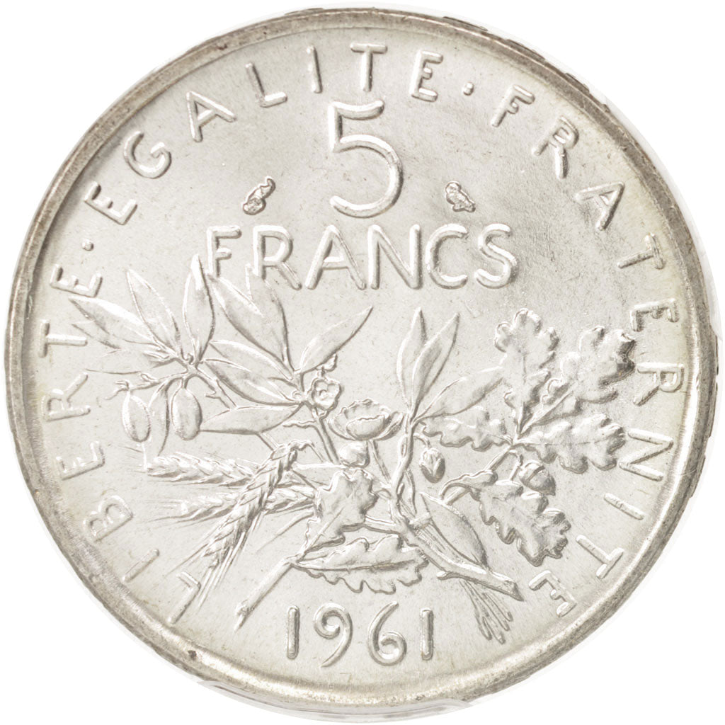 France, Semeuse, 5 Francs, 1961, Paris, PCGS, UNC, KM:926