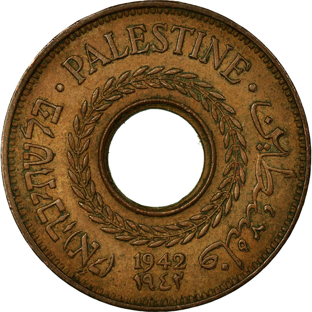 Coin, Palestine, 5 Mils, 1942, AU(50-53), Bronze, KM:3a