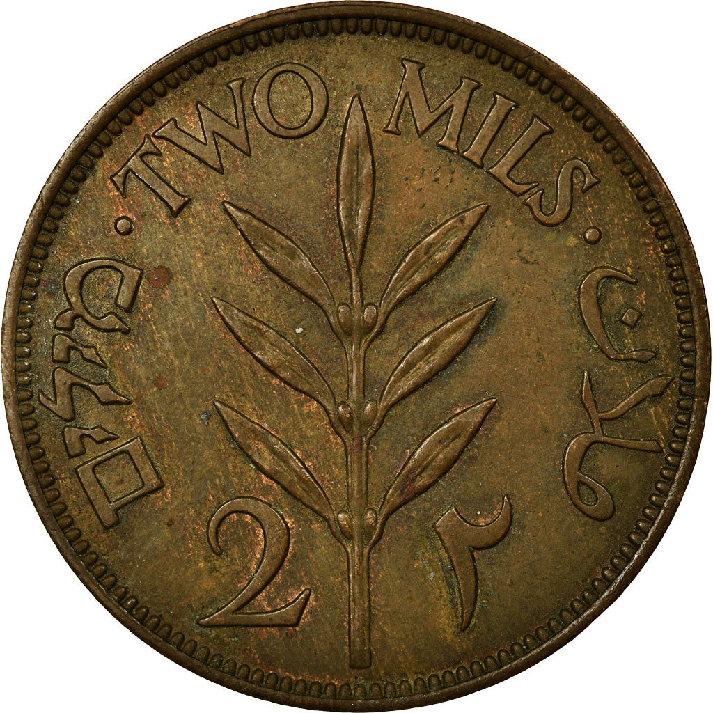 Coin, Palestine, 2 Mils, 1941, AU(55-58), Bronze, KM:2