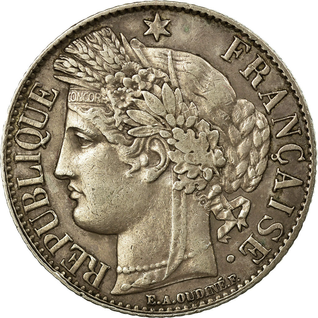 Coin, France, Cérès, Franc, 1887, Paris, AU(50-53), Silver, KM:822.1