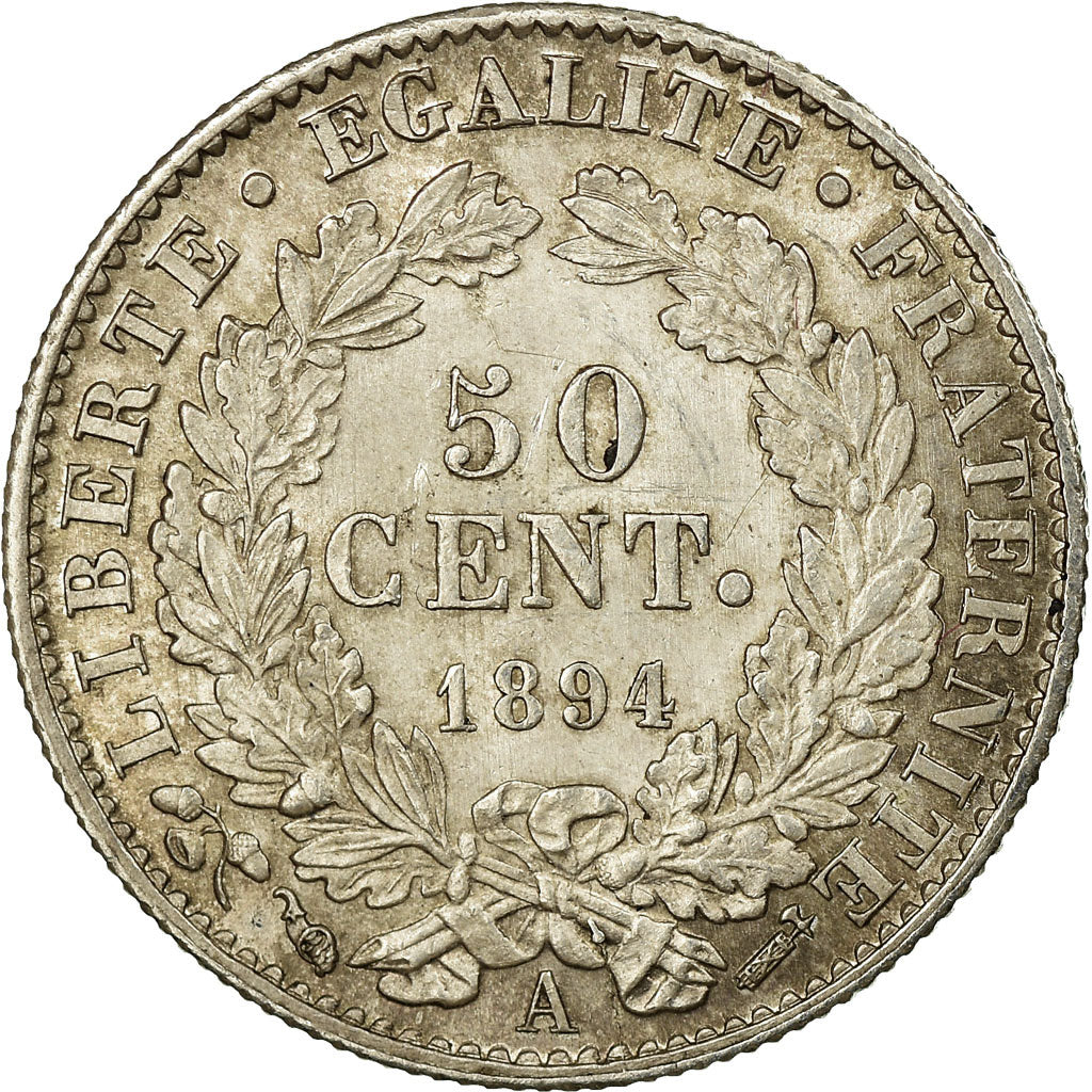 Moneta, Francia, Cérès, 50 Centimes, 1894, Paris, SPL, Argento, KM:834.1