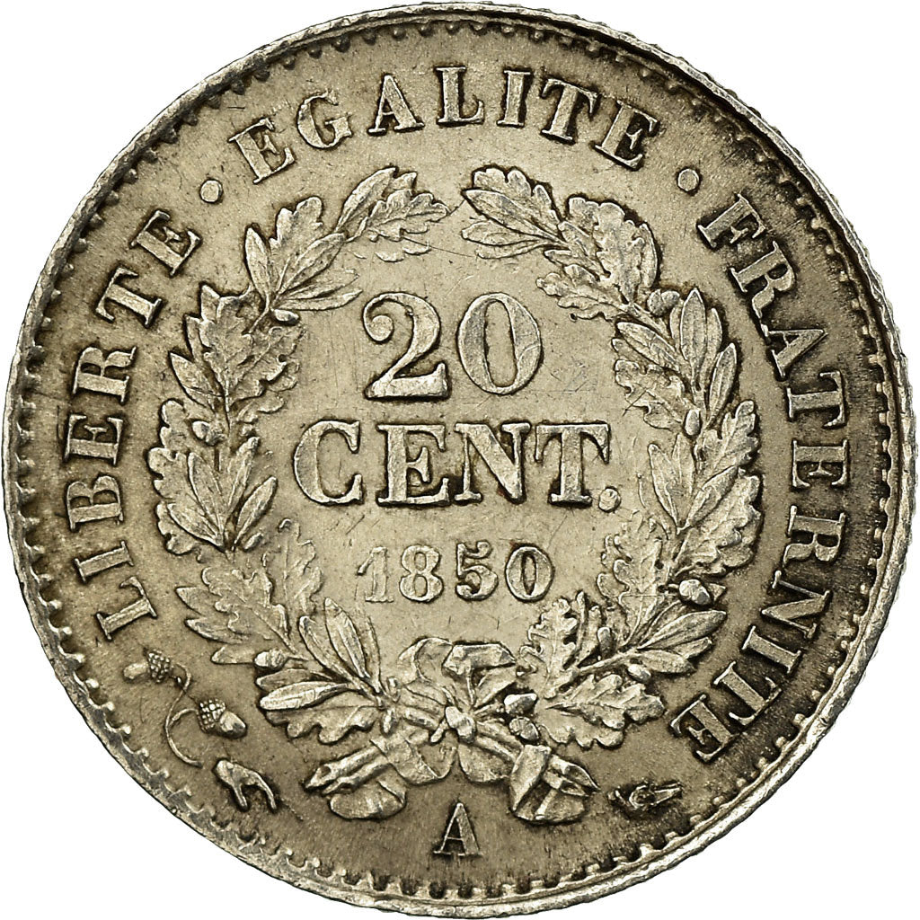 Coin, France, Cérès, 20 Centimes, 1850, Paris, MS(60-62), Silver, KM:758.1