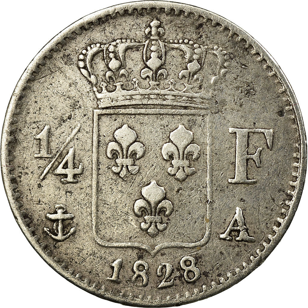 Coin, France, Charles X, 1/4 Franc, 1828, Paris, EF(40-45), Silver, KM:722.1
