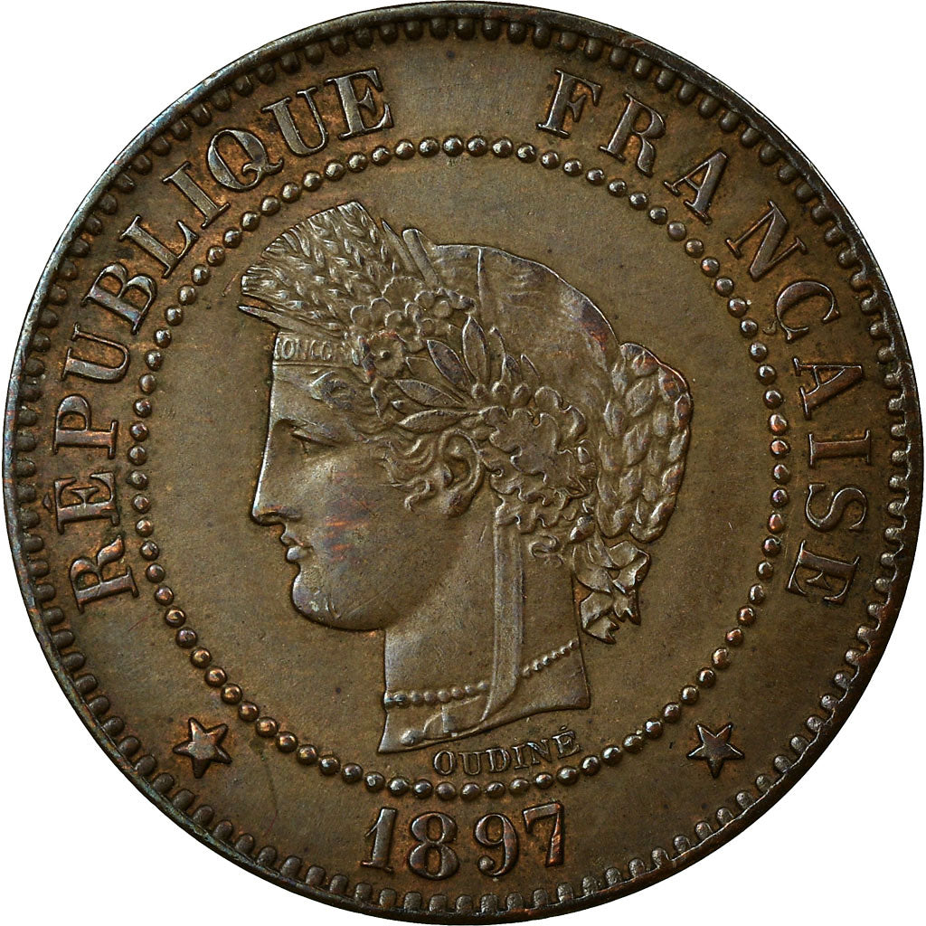 Coin, France, Cérès, 2 Centimes, 1897, Paris, AU(55-58), Bronze, KM:827.1
