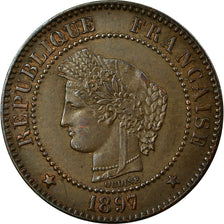 Coin, France, Cérès, 2 Centimes, 1897, Paris, AU(55-58), Bronze, KM:827.1