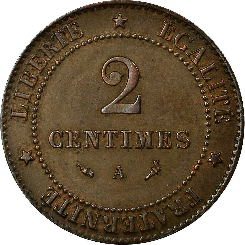 Coin, France, Cérès, 2 Centimes, 1897, Paris, AU(55-58), Bronze, KM:827.1