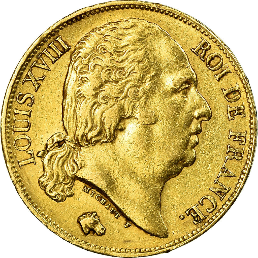 Moneta, Francja, Louis XVIII, Louis XVIII, 20 Francs, 1824, Paris, AU(50-53)