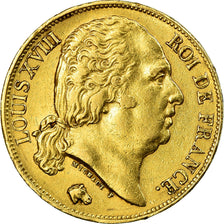 Moneta, Francja, Louis XVIII, Louis XVIII, 20 Francs, 1824, Paris, AU(50-53)