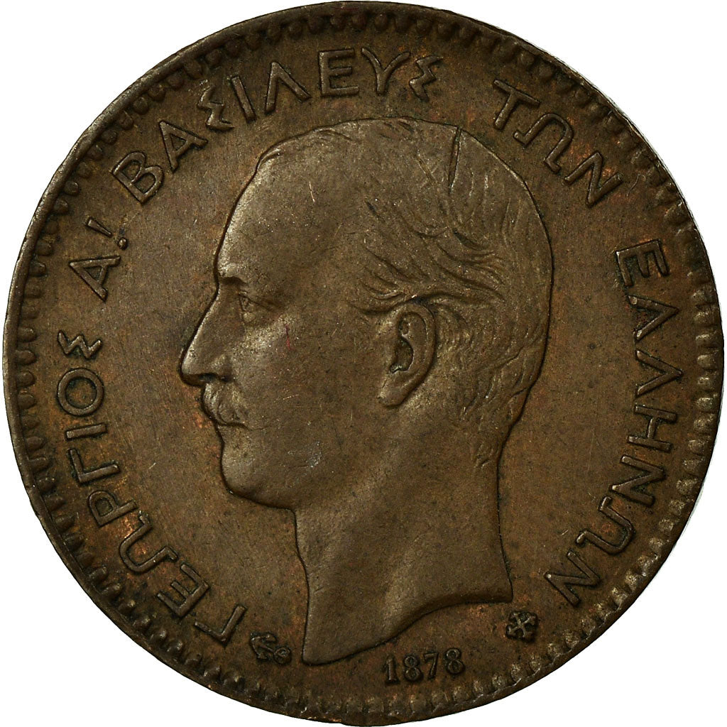 Münze, Griechenland, George I, Lepton, 1878, Bordeaux, SS+, Kupfer, KM:52