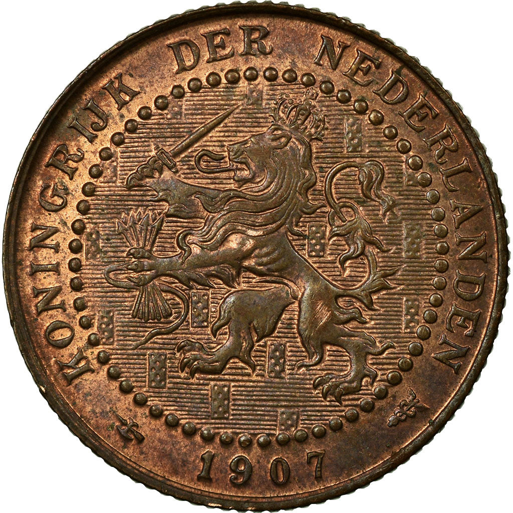 Coin, Netherlands, Wilhelmina I, Cent, 1907, AU(55-58), Bronze, KM:132.1